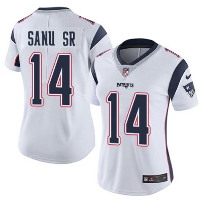 Nike New England Patriots #14 Mohamed Sanu Sr White Women's Stitched NFL Vapor Untouchable Limited Jersey